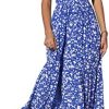 ECOWISH Womens Halter Dresses Summer Gingham A Line Backless Flowy Casual Maxi Dress