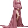 ChoiyuBella Maternity Gown Bishop Sleeves Baby Shower Dress Wrap Side Slit Sweetheart
