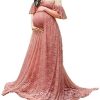 Maternity Photography Props Floral Lace Dress Fancy Pregnancy Gown for Baby Shower