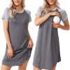 WoMear Women Sleepshirts 3 in 1 Labor/Maternity/Nursing Nightgown Short Sleeve