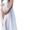 Women's Off Shoulder Strapless Maternity Dress for Photography Split Front Chiffon