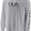 Huk Men's Pursuit Vented Long Sleeve 30 UPF Fishing Shirt, White, X-Large