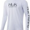 Huk Men's Pursuit Vented Long Sleeve 30 UPF Fishing Shirt, White, XX-Large
