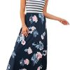 Simplee Women's Sleeveless Floral Printed Casual Maxi Dress Striped Summer Long Dress