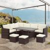 Patio Furniture Set, 7PCS Outdoor Conversation Set All Weather Brown Wicker Sectional