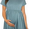 PrettyLife Womens Flattering Maternity Tops Comfy Short Sleeve Pleated Pregnancy