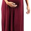 Mother Bee Maternity Short Sleeve Ruched Waist Faux Wrap Maxi Dress