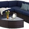 SUNCROWN 6-Piece Outdoor Wedge Sectional Patio Sofa Furniture Set All-Weather Brown