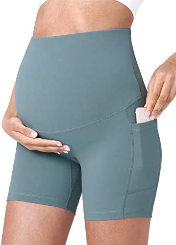 POSHDIVAH Women's Maternity Yoga Shorts Over The Belly Bump Summer Workout Running