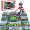 TEMI Diecast Racing Cars Toy Set w/ Activity Play Mat, Truck Carrier, Alloy Metal