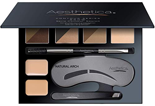 Aesthetica Brow Contour Kit 16-Piece Eyebrow Makeup Palette Set 6 Eyebrow Powders, 5