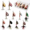 10pcs Fishing Lure Spinnerbait, Bass Trout Salmon Hard Metal Spinner Baits Kit with