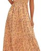 ZAFUL Women's Summer One Shoulder Floral Maxi Dress High Waist Smocked Tiered Swing