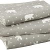 Pointehaven Flannel Deep Pocket Set with Oversized Flat Sheet, Twin, Polar Bear