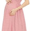 abkylie Ruffled Off Shoulder Maternity Dress/Short Sleeve Smocked Midi Dress for Baby