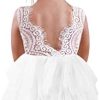 2Bunnies Girl Peony Lace Back A-Line Tiered Tutu Tulle Flower Girl Dress