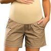 Maacie Women's Maternity High Waist Shorts Pregnancy Casual Shorts with Pockets