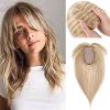 100% Human Hair Extensions 120% Density Silk Base Top Hairpiece Clip In Hair Topper