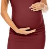 Peauty Daily Wear & Baby Shower, Maternity Bodycon Sleeveless Dress, Side Ruched Tank