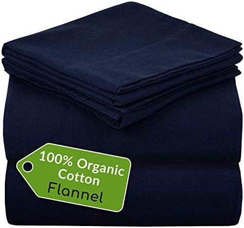 Mellanni 100% Organic Cotton Flannel Sheet Set - Heavyweight 180GSM 4 pc Luxury Bed