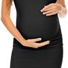 Peauty Daily Wear & Baby Shower, Maternity Bodycon Sleeveless Dress, Side Ruched Tank