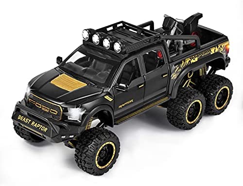 F-150 Pickup Truck Toy Refitted 6x6 Off-Road Model Truck 1/24 Scale Die-Cast Metal