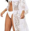 ALCEA ROSEA Women's Lace Floral Kimono Cardigan Sheer See Though Tops Loose Open