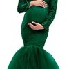 ZIUMUDY Maternity Dress for Photoshoot Off Shoulder Lace Fitted Maternity Gown