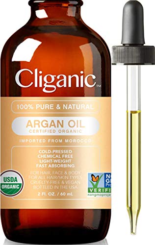 Cliganic Organic Argan Oil, 100% Pure | for Hair, Face & Skin | Cold Pressed Carrier