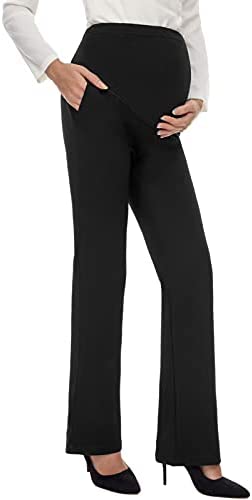 Tapata Women's Maternity Pants 28" 30" 32" Bootcut Dress Pants with Pockets Over