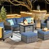 ovios Patio Furniture Set 6 Piece Wicker Outdoor Patio Conversation Set with 30 Inch
