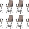 Outdoor Swivel Bar Stools-Patio Bar Height Furniture Chair Set, Set of 8, Black Frame