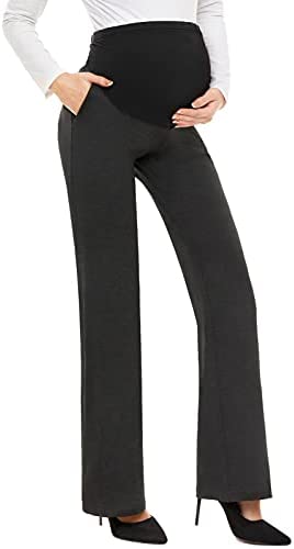 Tapata Women's Maternity Pants 28" 30" 32" Bootcut Dress Pants with Pockets Over