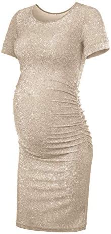 KIM S Glitter Maternity Dress Photoshoot Bodycon Dresses for Baby Shower or Daily
