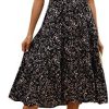 NAVINS Women Floral Print Puff Sleeve Tiered A-Line Swing Midi Dress with Pockets