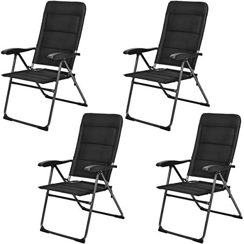 Giantex Set of 4 Patio Chairs, Folding Chairs with Adjustable Backrest, Outdoor Sling