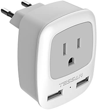 European Travel Plug Adapter, TESSAN International Power Plug with 2 USB, Type C