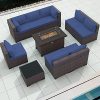 ASJMR Outdoor Patio Furniture Set with Gas Fire Pit Table, 10 Pieces Outdoor