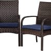 VOYSIGN Outdoor Wicker Chair, Patio Dining Chairs with Removable Cushions, Fire Pit