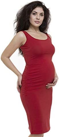 Lunarable Women's Ruched Knee Length Midi Maternity Dress