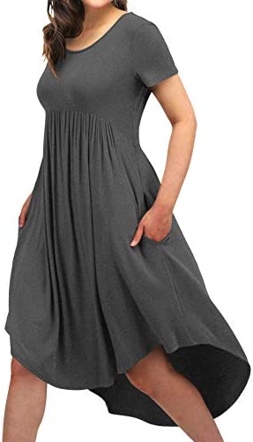 EASYDWELL Women Casual Loose Comfy Flowy T-Shirt Dress with Pockets