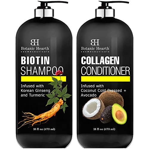 Botanic Hearth Biotin Shampoo and Conditioner with Collagen - Fights Hair Loss &