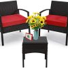 3 Piece Patio Set Balcony Furniture Outdoor Wicker Chair Patio Chairs for Patio,