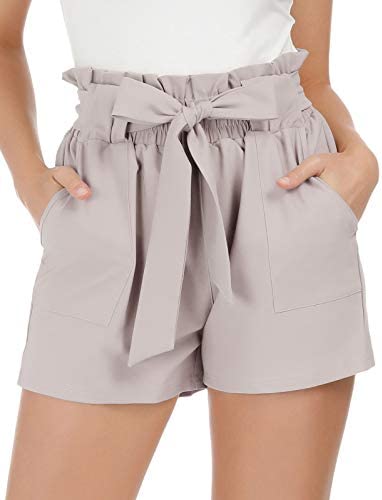 LIUMILAC Women Casual Elastic Waist Summer Shorts Summer Ruffle Short Pants with