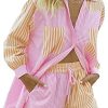 SAFRISIOR Women’s 2 Piece Casual Tracksuit Outfit Sets Stripe Long Sleeve Shirt And
