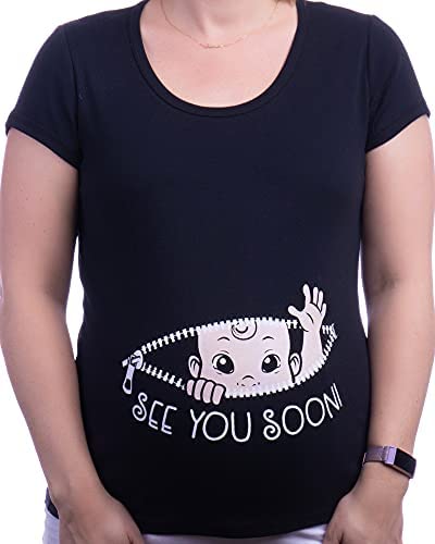 See You Soon! | Cute Funny Maternity Pregnancy Baby Scoop Neck Top T-Shirt for