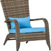 Outsunny Patio Adirondack Chair with All-Weather Rattan Wicker, Soft Cushions, Tall