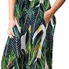 OURS Womens Summer Casual Short Sleeve Floral Printed Long Maxi Dress with Pockets