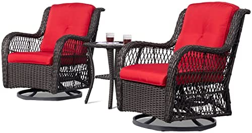 Joyside Outdoor Swivel Rocker Patio Chairs Set of 2 and Matching Side Table - 3 Piece