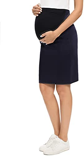 Tapata Women's Maternity Skirts Stretchy Midi Length Pencil Skirt with Waistband